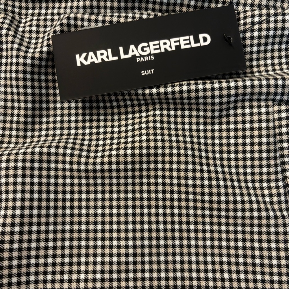 Karl Lagerfeld Paris Black & White Houndstooth Suit Piece size 16